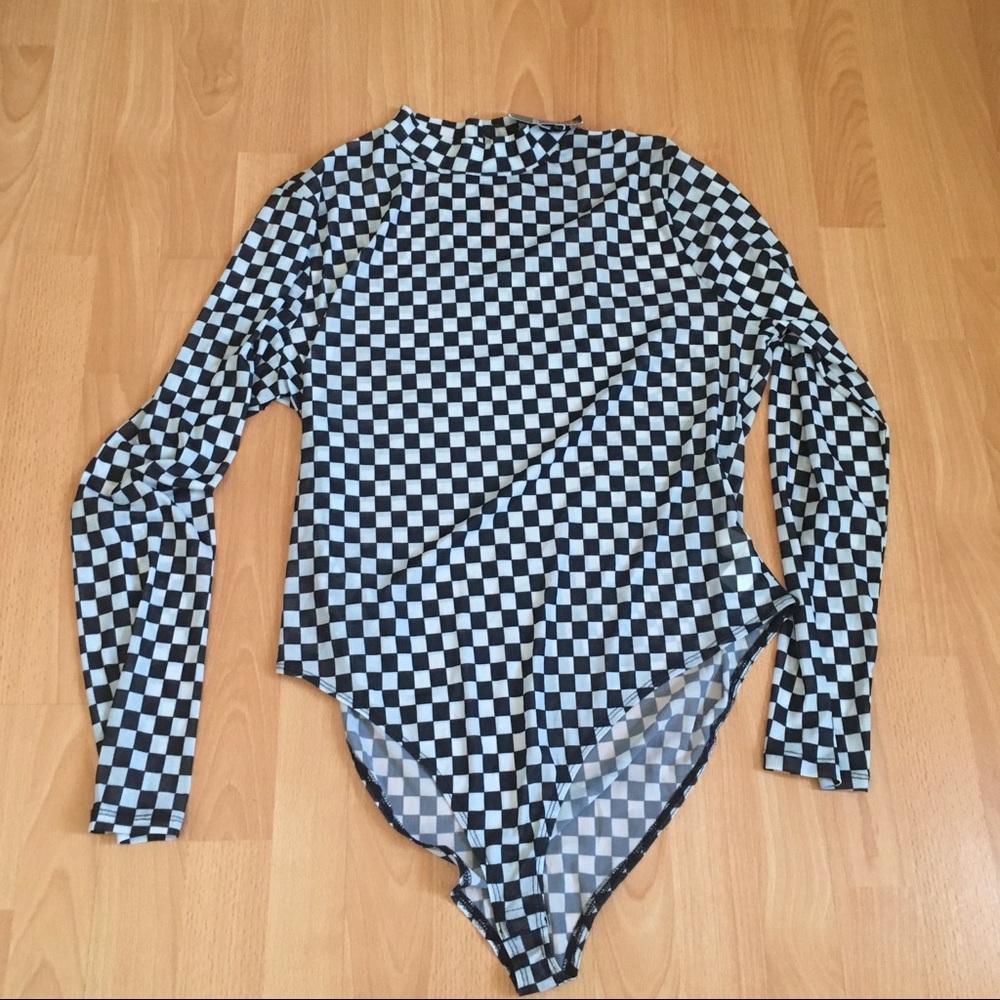 Mesh checkered bodysuit